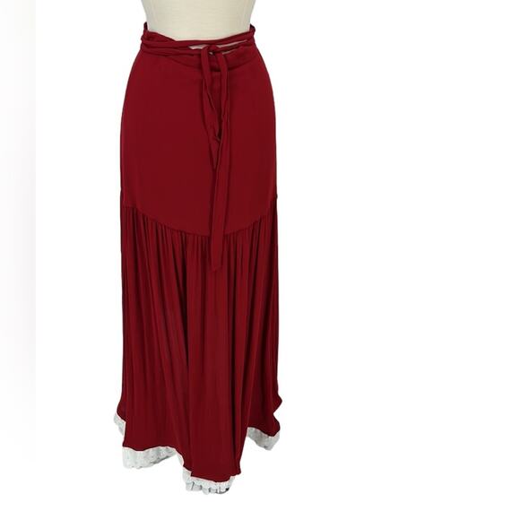 Forever 21 Red Wrap Maxi Skirt Women's Medium - Picture 2 of 4
